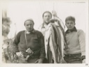 Image of Russ Welsh, Walter Staples, and Wilfred Winters and trout